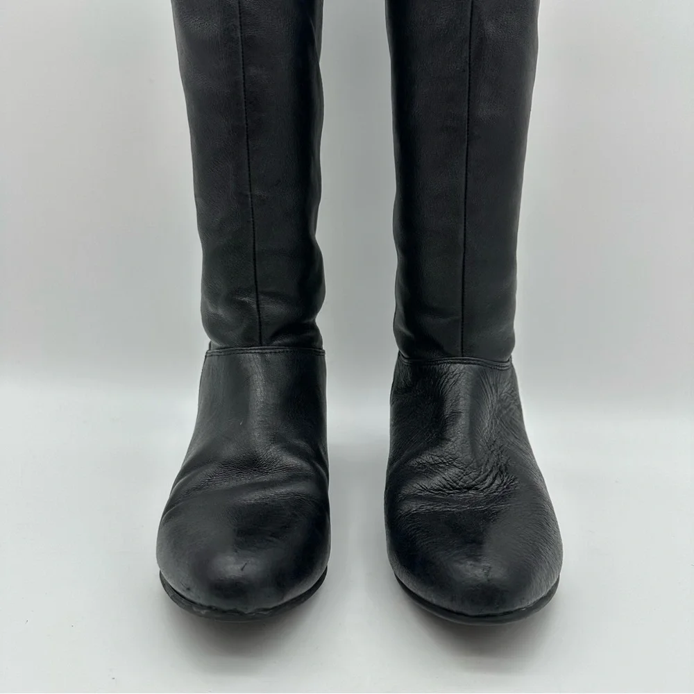 Steve Madden Creation Black Leather Knee High Boots